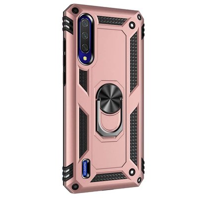 Microsonic Xiaomi Mi 9 Lite Kılıf Military Ring Holder Rose Gold