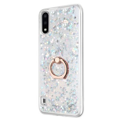 Microsonic Samsung Galaxy A01 Kılıf Glitter Liquid Holder Gümüş