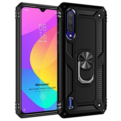 Microsonic Xiaomi Mi 9 Lite Kılıf Military Ring Holder Siyah