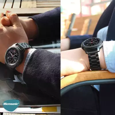 Microsonic Samsung Gear S3 Frontier Metal Stainless Steel Kordon Gümüş