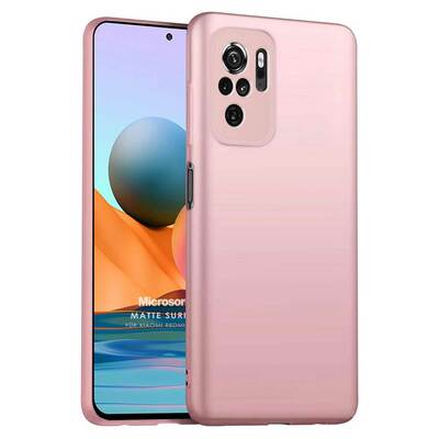 Microsonic Xiaomi Redmi Note 10 Kılıf Matte Silicone Rose Gold