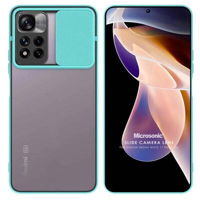 Microsonic Xiaomi Redmi Note 11 Pro Plus Kılıf Slide Camera Lens Protection Turkuaz