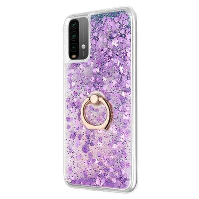 Microsonic Xiaomi Redmi Note 9 4G Kılıf Glitter Liquid Holder Mor