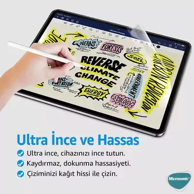 Microsonic Apple iPad Pro 12.9`` 2022 6. Nesil (A2436-A2764-A2437-A2766) Paper Feel Kağıt Dokulu Mat Ekran Koruyucu