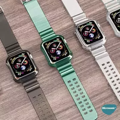 Microsonic Apple Watch Series 8 41mm Kordon Transparent Clear Band Siyah