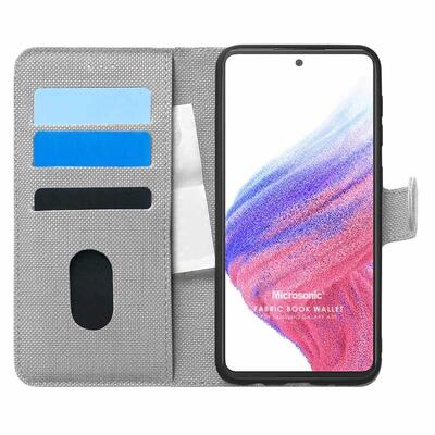 Microsonic Samsung Galaxy A53 5G Kılıf Fabric Book Wallet Gri