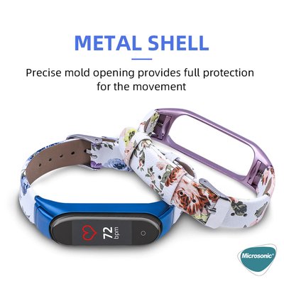 Microsonic Xiaomi Mi Band 6 Kordon Flowers Wrist Strap Rose Gold