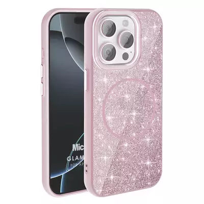 Microsonic Apple iPhone 15 Pro Kılıf GlamGrip Luxe Pembe