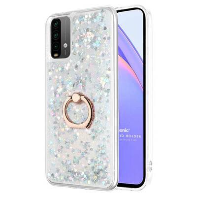 Microsonic Xiaomi Redmi Note 9 4G Kılıf Glitter Liquid Holder Gümüş