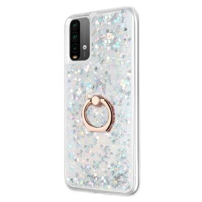 Microsonic Xiaomi Redmi Note 9 4G Kılıf Glitter Liquid Holder Gümüş