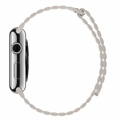 Microsonic Apple Watch Series 5 44mm Twist Leather Loop Kordon Beyaz