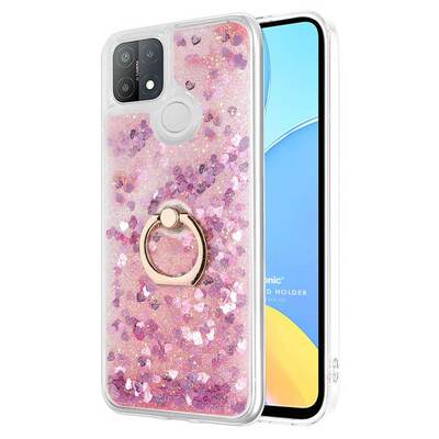 Microsonic Oppo A15 Kılıf Glitter Liquid Holder Pembe