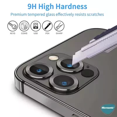 Microsonic Apple iPhone 14 Tekli Kamera Lens Koruma Camı Siyah