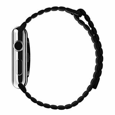 Microsonic Apple Watch Series 5 44mm Twist Leather Loop Kordon Siyah