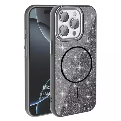 Microsonic Apple iPhone 15 Pro Max Kılıf GlamGrip Luxe Siyah