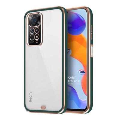 Microsonic Xiaomi Redmi Note 11 Pro 5G Kılıf Laser Plated Soft Koyu Yeşil