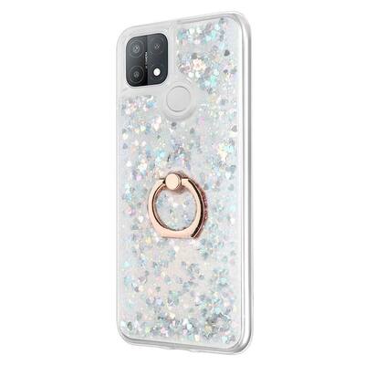 Microsonic Oppo A15 Kılıf Glitter Liquid Holder Gümüş