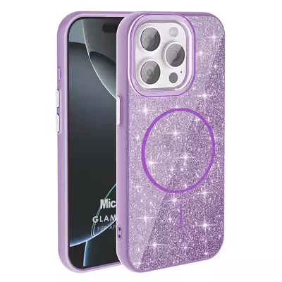 Microsonic Apple iPhone 15 Pro Max Kılıf GlamGrip Luxe Lila
