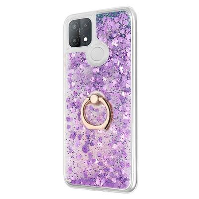 Microsonic Oppo A15s Kılıf Glitter Liquid Holder Mor