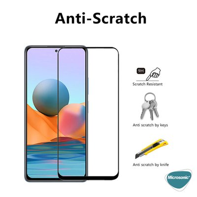 Microsonic Xiaomi Redmi Note 10 Kavisli Temperli Cam Ekran Koruyucu Film Siyah