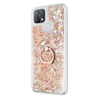 Microsonic Oppo A15s Kılıf Glitter Liquid Holder Gold