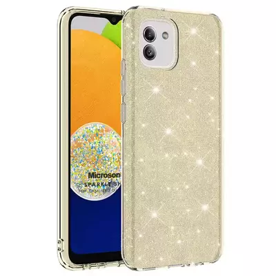 Microsonic Samsung Galaxy A03 Kılıf Sparkle Shiny Gold