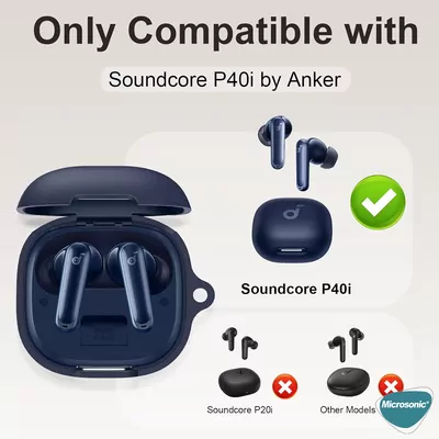 Microsonic Anker Soundcore P40i Kılıf Askılı Mat Silikon Koyu Yeşil