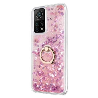 Microsonic Xiaomi Mi 10T Pro Kılıf Glitter Liquid Holder Pembe