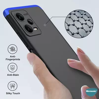 Microsonic Xiaomi Redmi Note 12 Pro Kılıf Double Dip 360 Protective Siyah Mavi