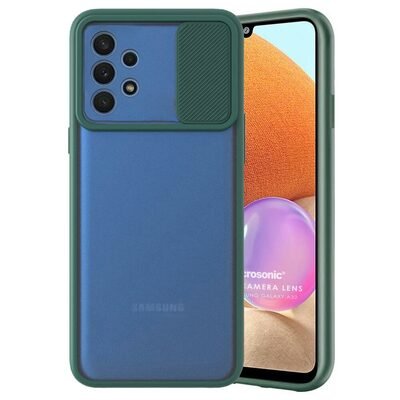 Microsonic Samsung Galaxy A32 4G Kılıf Slide Camera Lens Protection Koyu Yeşil