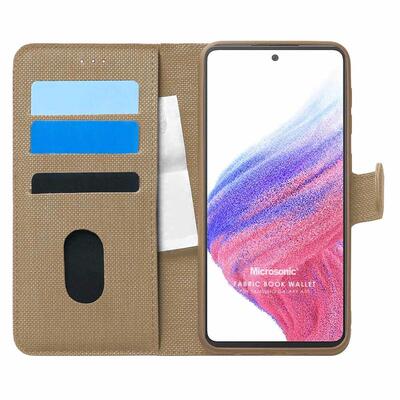 Microsonic Samsung Galaxy A53 5G Kılıf Fabric Book Wallet Gold