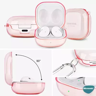 Microsonic Samsung Galaxy Buds FE Kılıf Askı Aparatlı Transparan Silikon Pembe