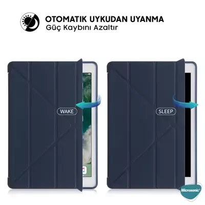 Microsonic Apple iPad 9.7 2018 (A1893-A1954) Folding Origami Design Kılıf Siyah