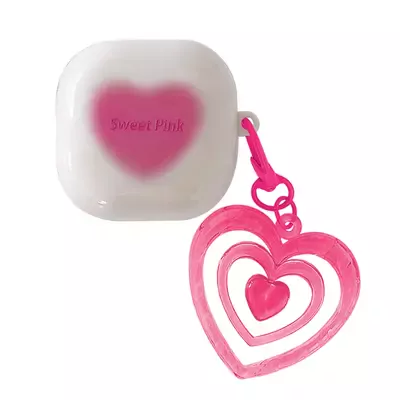 Microsonic Samsung Galaxy Buds 2 Pro Kılıf Süslü Renkli Kalp Desenli Pembe