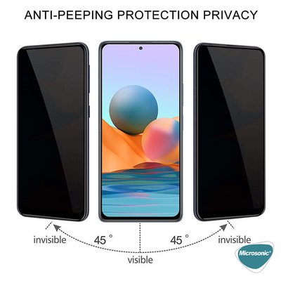 Microsonic Xiaomi Redmi Note 10 Invisible Privacy Kavisli Ekran Koruyucu Siyah