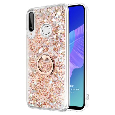 Microsonic Huawei P40 Lite E Kılıf Glitter Liquid Holder Gold