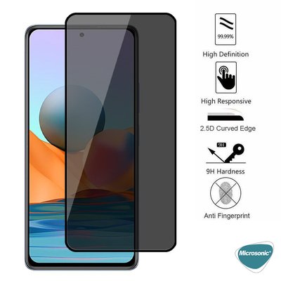 Microsonic Xiaomi Redmi Note 10S Invisible Privacy Kavisli Ekran Koruyucu Siyah