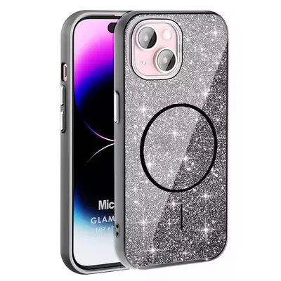 Microsonic Apple iPhone 15 Kılıf GlamGrip Luxe Siyah