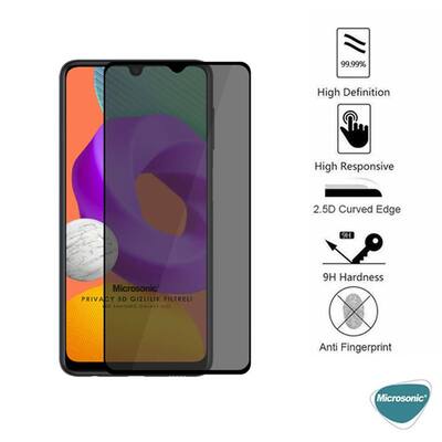 Microsonic Samsung Galaxy M22 Invisible Privacy Kavisli Ekran Koruyucu Siyah