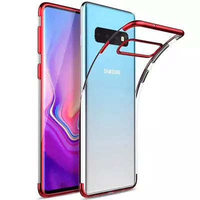 Microsonic Samsung Galaxy S10 Kılıf Skyfall Transparent Clear Kırmızı