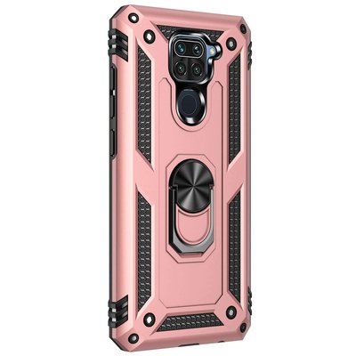 Microsonic Xiaomi Redmi Note 9 Kılıf Military Ring Holder Rose Gold