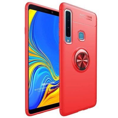 Microsonic Samsung Galaxy A9 2018 Kılıf Kickstand Ring Holder Kırmızı