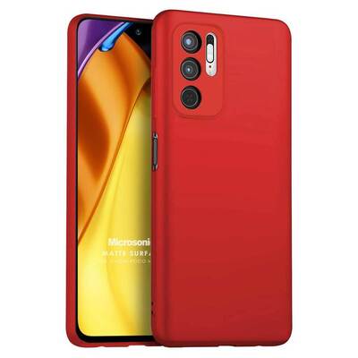 Microsonic Xiaomi Poco M3 Pro Kılıf Matte Silicone Kırmızı