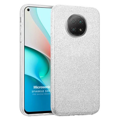 Microsonic Xiaomi Redmi Note 9 5G Kılıf Sparkle Shiny Gümüş