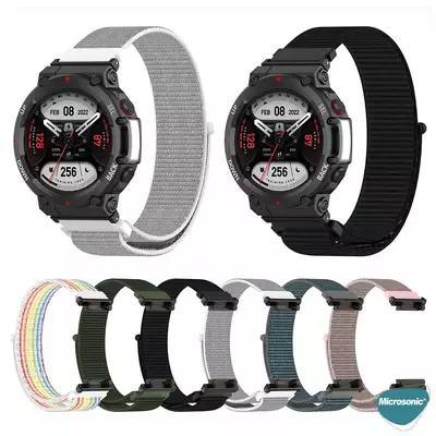 Microsonic Amazfit T-Rex 2 Hasırlı Kordon Woven Sport Loop Yeşil