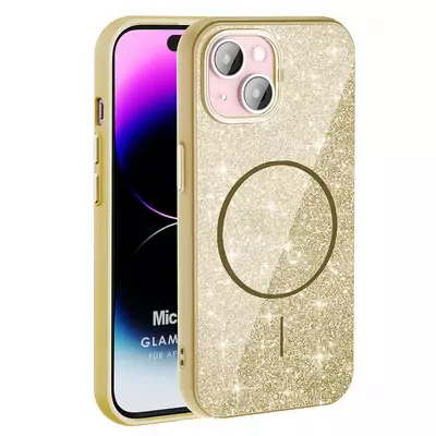Microsonic Apple iPhone 15 Kılıf GlamGrip Luxe Gold