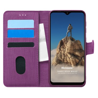 Microsonic Reeder P13 Blue Max Lite Kılıf Fabric Book Wallet Mor