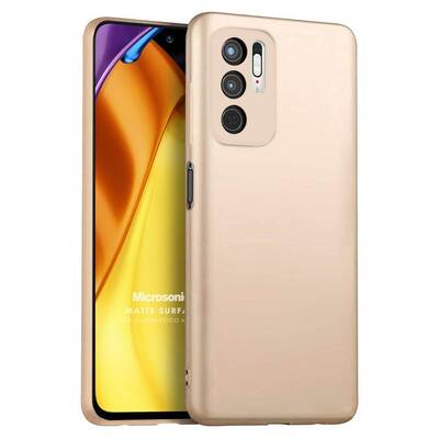 Microsonic Xiaomi Poco M3 Pro Kılıf Matte Silicone Gold