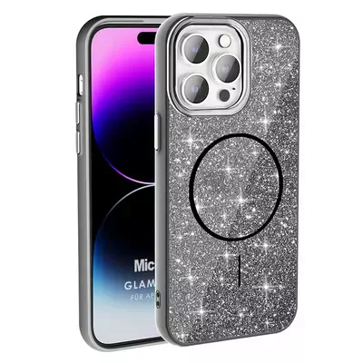 Microsonic Apple iPhone 14 Pro Max Kılıf GlamGrip Luxe Siyah