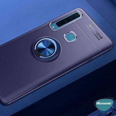 Microsonic Samsung Galaxy A9 2018 Kılıf Kickstand Ring Holder Siyah